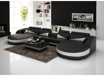 Canapé en cuir Canapé d'angle Canapé Sofa Tapisserie Paysage de vie Canapés en cuir Suite en forme de U